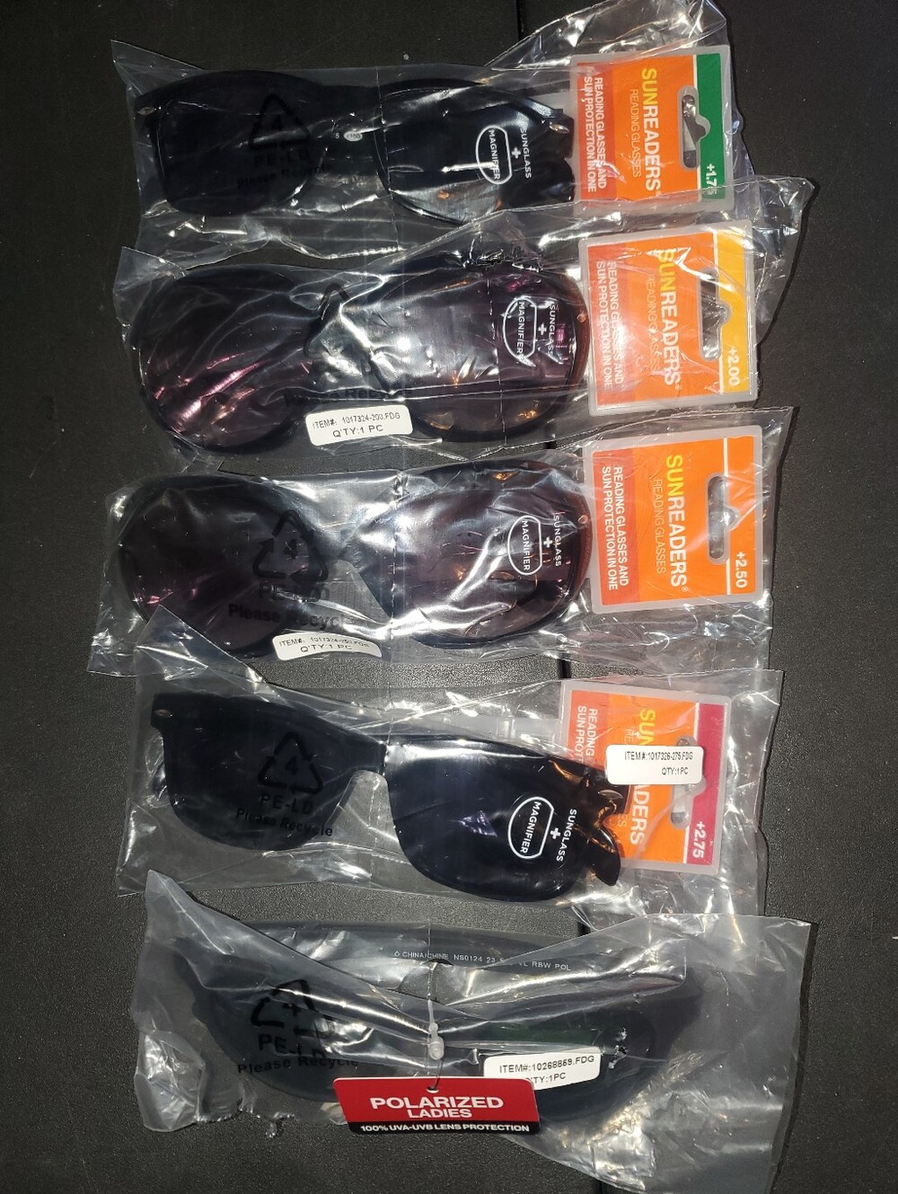 5 Pairs Sunreaders Sunglasses +1.75 - +2.75